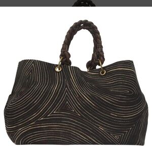 BOTTEGA VENETA Tote Bag Canvas Black Gold- 💯 Authentic